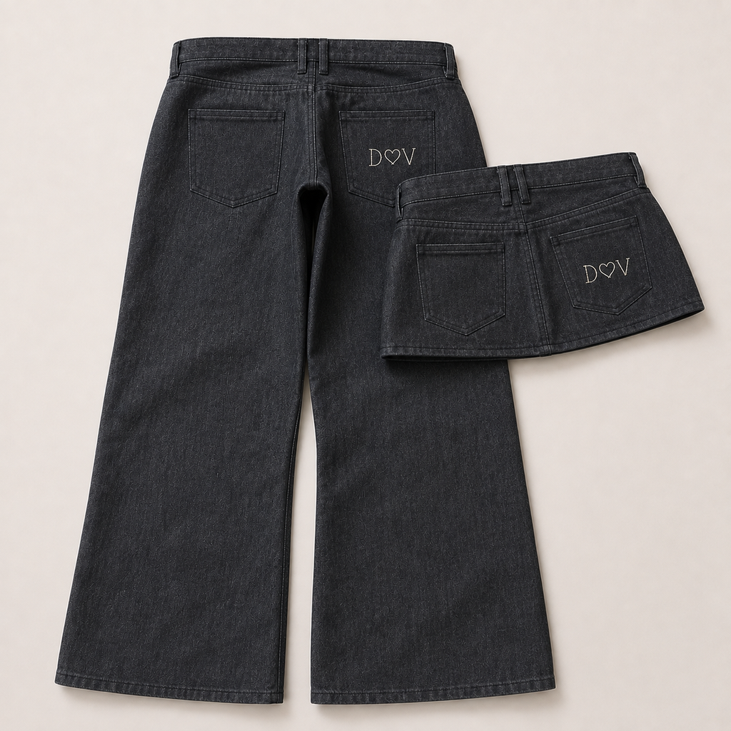 Charcoal Washed wide-leg Jeans