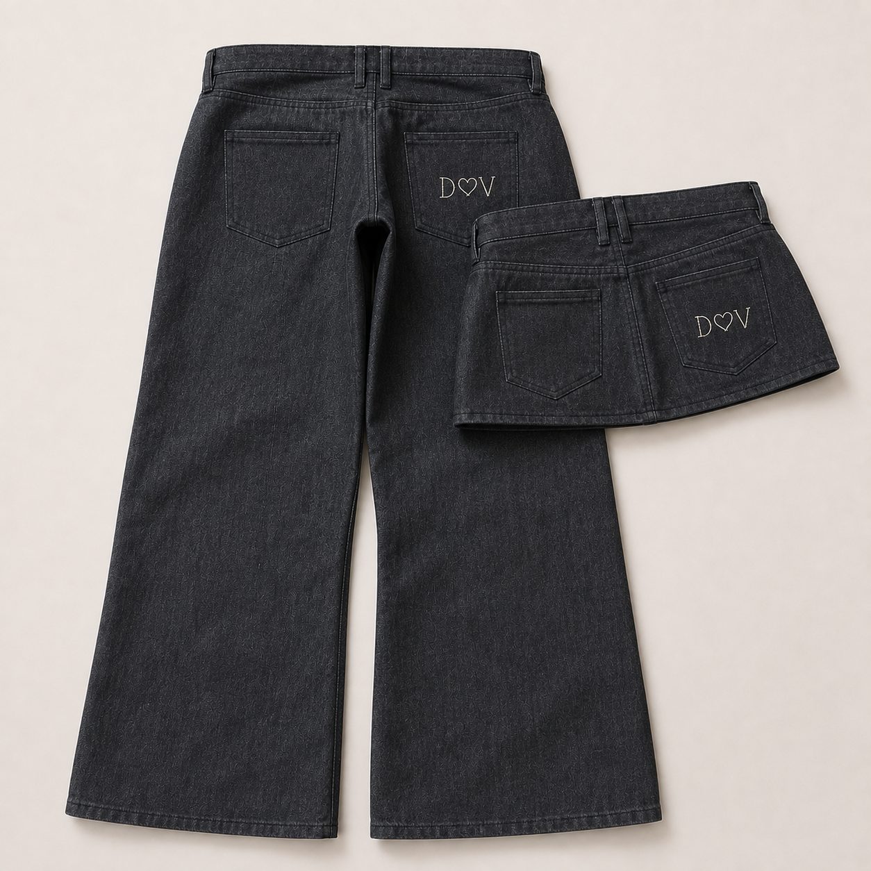 Charcoal Washed wide-leg Jeans