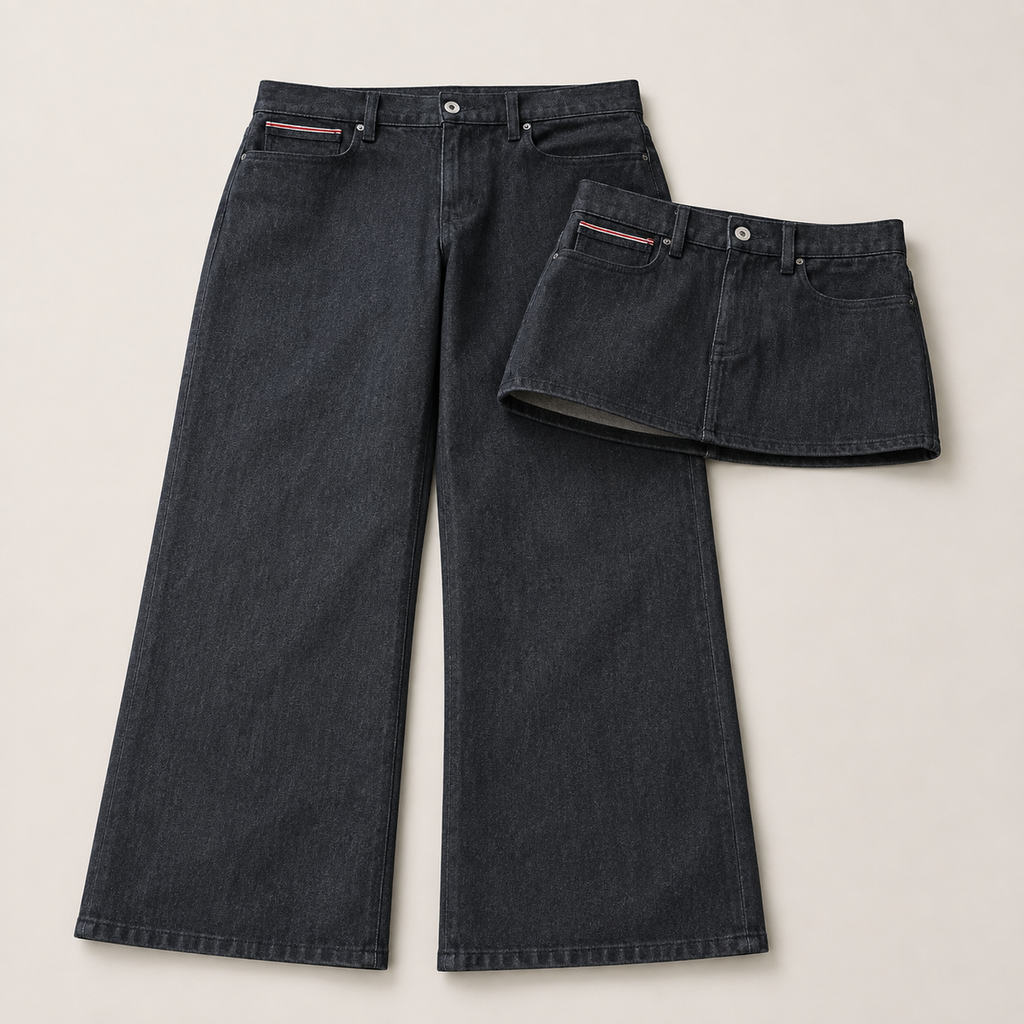 Charcoal Washed wide-leg Jeans